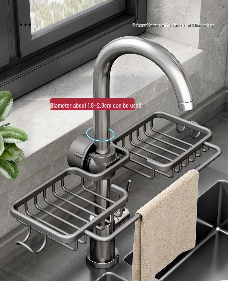 Kitchen Faucet Sink Storage Rack for Sponges, Rags, and Vegetables