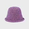 Autumn Winter Knitted Bucket Hat Women's Curling Solid Color Warm Fisherman Hat