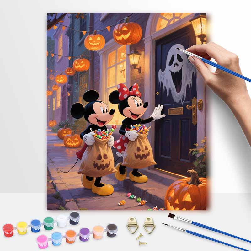 Disney Mickey and Minnie Halloween pumpkin painting art kit. handmade diy painting home decoration gifts 20x30cm