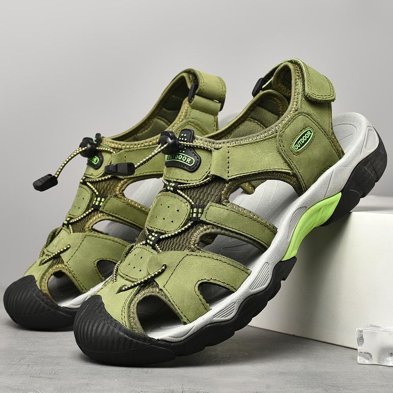 Men's Cross-Border Large Leather Outdoor River Sandals