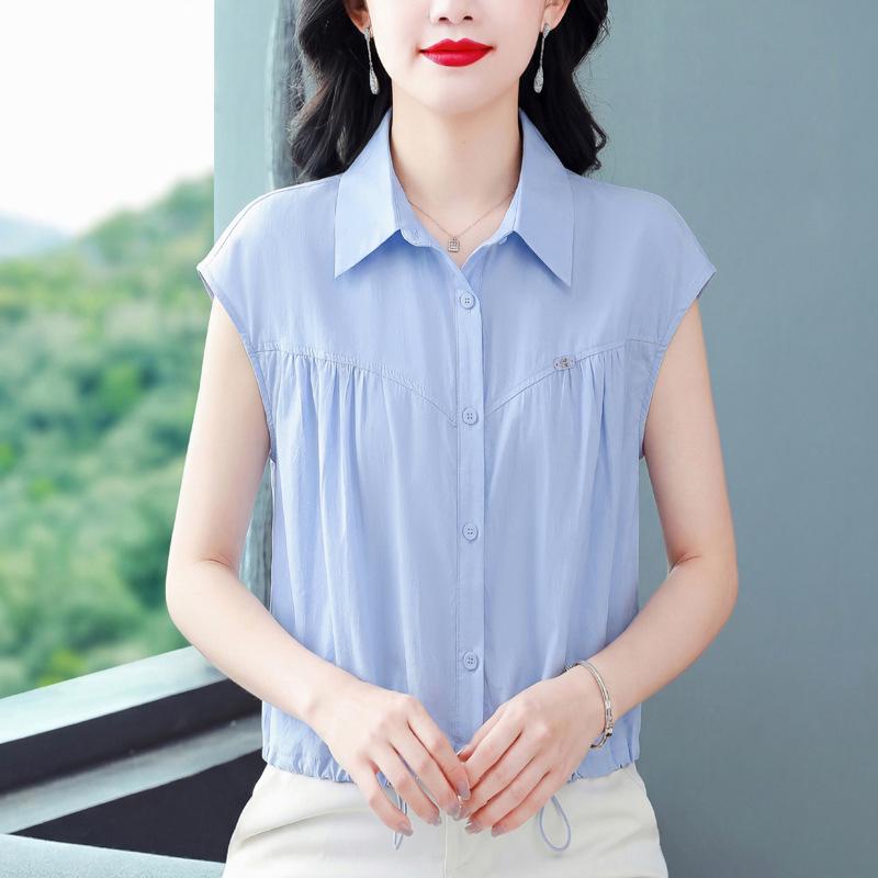 

2026 Korean Summer Style Plus Size Comfort Short Sleeve Shirt - Fashionable Loose-Fit Belly Covering Top M