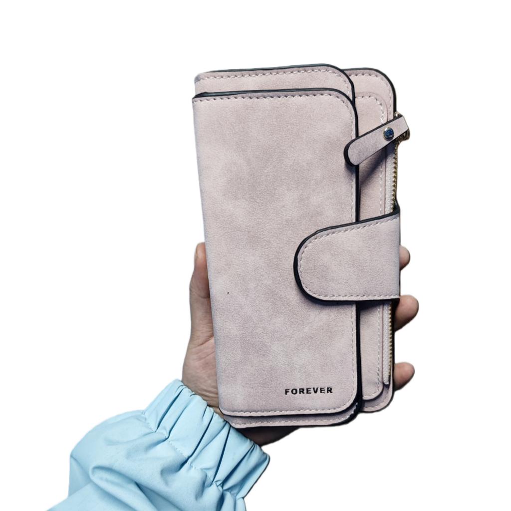 Women's Long Wallet, Mattes PU Leather -fold Card Holder