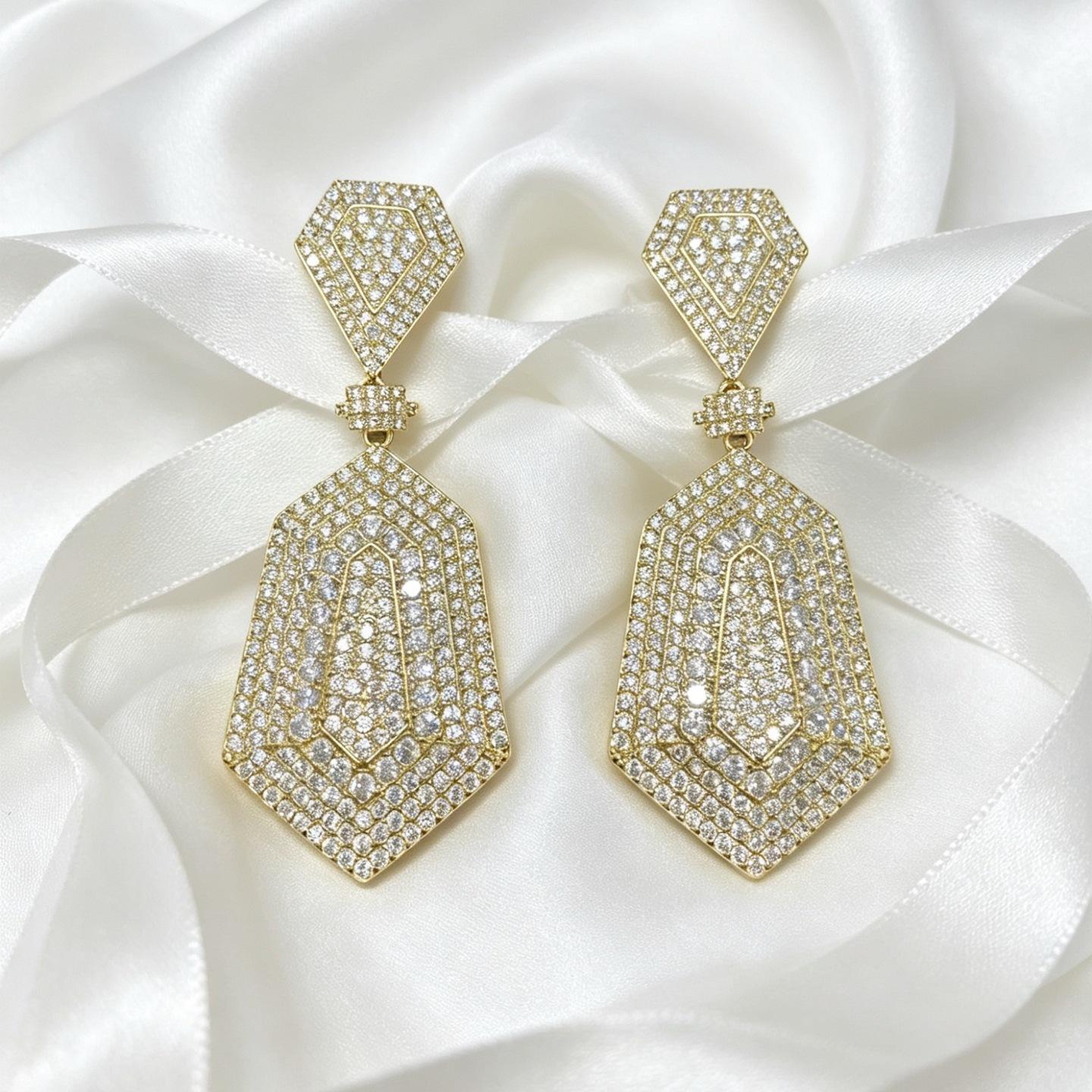 2026 Art Style Geometric Rhombus Pendant Earrings Women s, Retro Noble Luxury Earrings