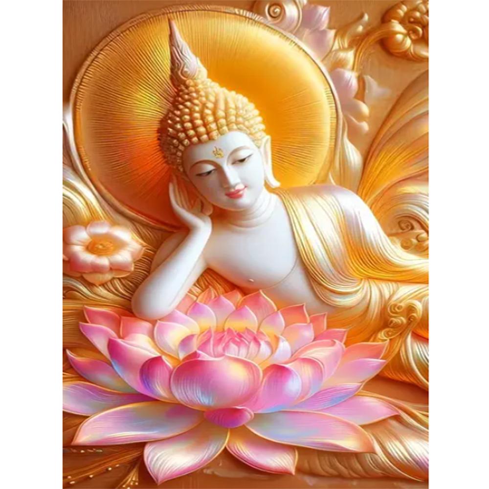 

Фэнтезийная статуя Будды 5D полный круглый набор алмазов для рисования дзен-арт буддийская скульптура DIY дрели мозаичная вышивка крестиком J3946 round 40x30cm дубильная кора