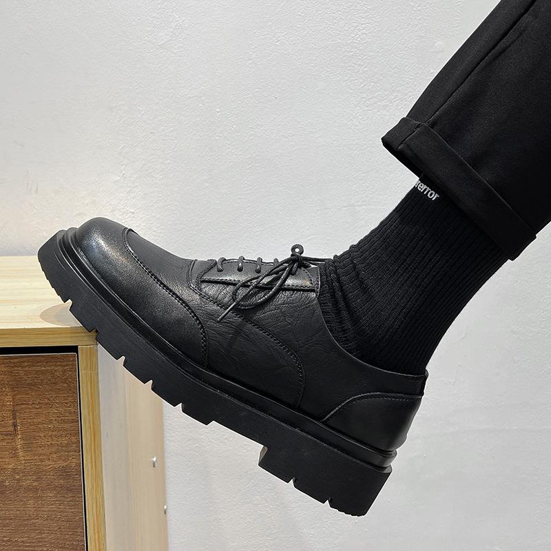 Ретро мужские туфли лоферы маленькие кожаные туфли британский тренд повседневная обувь — фото 4