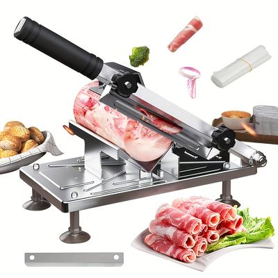 Home Kitchen Frozen Meat Slicer Manual Stainless Steel Food Cutter Slicing Machine Automatic Meat Delivery Nonslip Handle