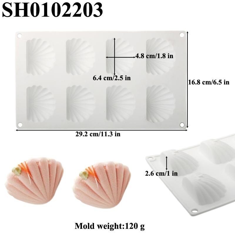 

6 или 8 ячеек 3D Shell Design Формы для пудинга, мусса, десерта Мадлен, шоколада, силиконовые формы для украшения торта Инструменты