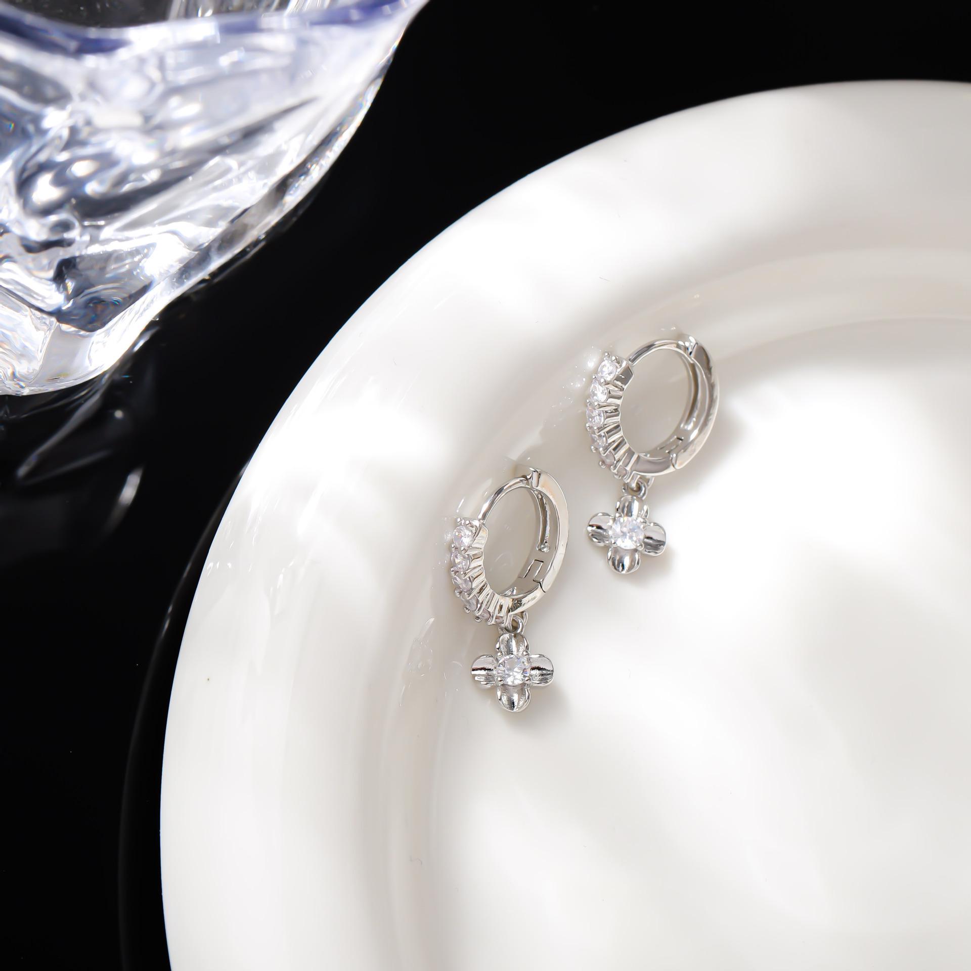 Zirconia Flower Earrings: Stylish, Light Luxury, Colorfast Women s Accessories