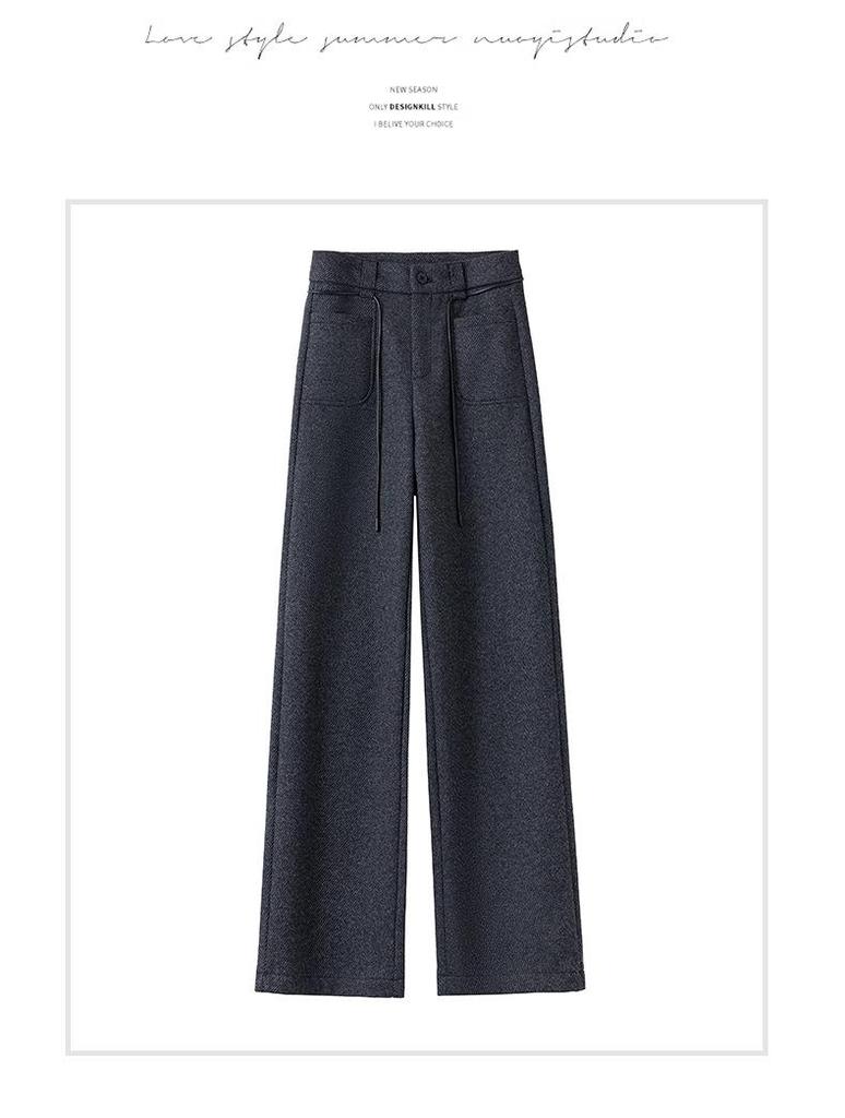 Women's High-Waist Woolen Flannel Pants: Winter Thick, Loose, Narrow-Leg to Wide-Leg Style