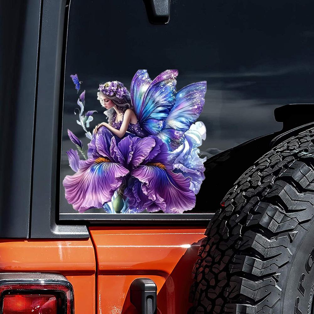 QT2463#15cm Dreamy Purple Realm High-Quality Stickers of The Princess And Flowers Car Sticker for Laptop, Truck,Motorcycle, Window