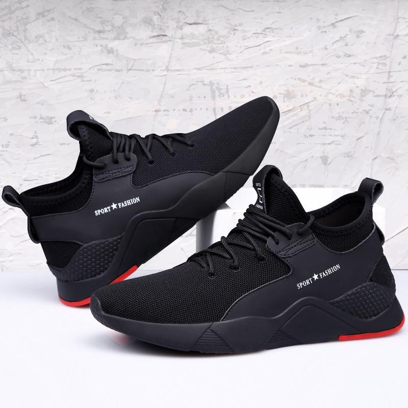 Large size men's shoes sports shoes trendy fashion breathable mesh casual shoes lace-up flat shoes mesh shoes men