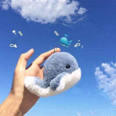 Bag Hangings Whale Car Keychain Furry Wool Whale Keyring Furry Dolphin Keychain  Men Women