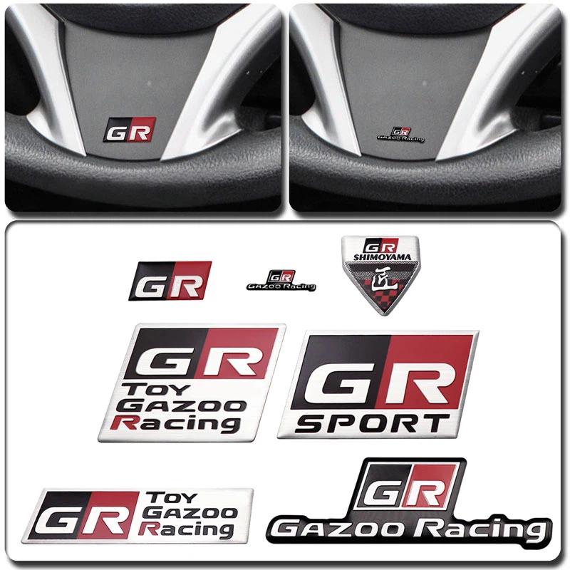3D Aluminum GR GAZOO RACING Emblem, Auto Steering Wheel Side Body Trunk Fender Sticker for Yaris Prado Rav4 Prius