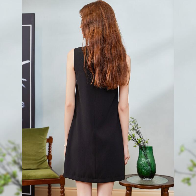 Sequin Spliced Sleeveless Little Black Dress