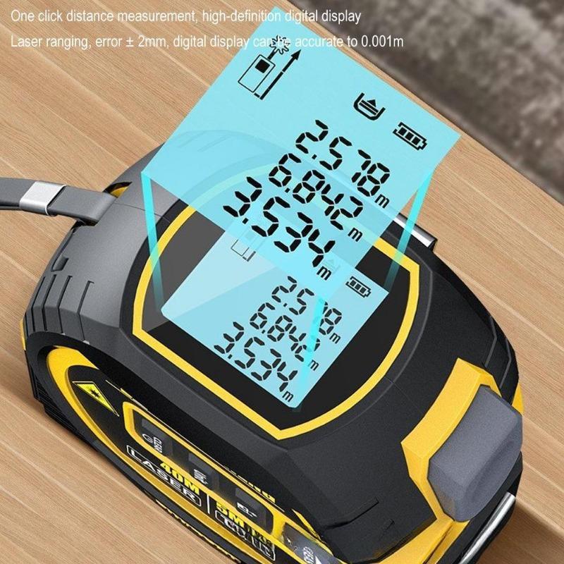 3-in-1 Laser Rangefinder Steel Tape Measure Rangefinder Indoor Laser Tape Measure