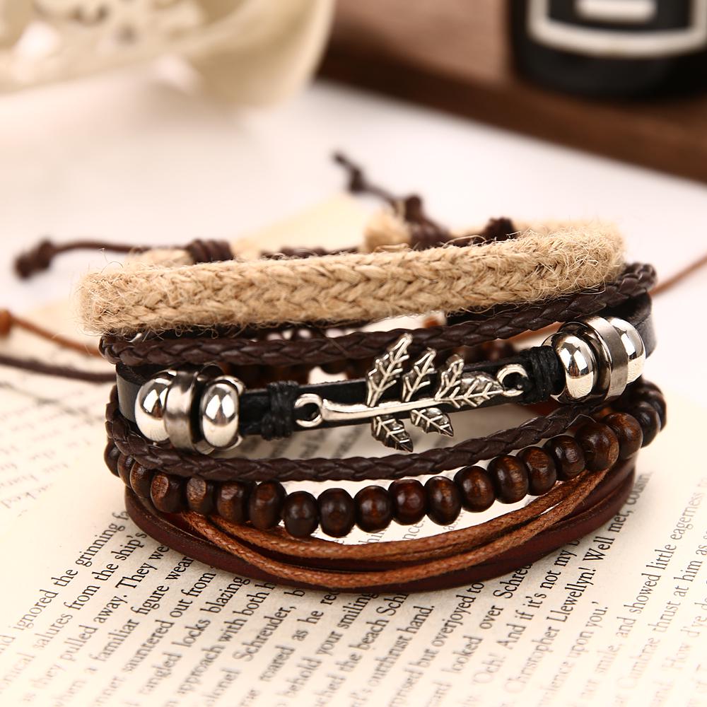 Buy Trend Multilayer Bracelet Set Vintage Bracelet Leather Braid