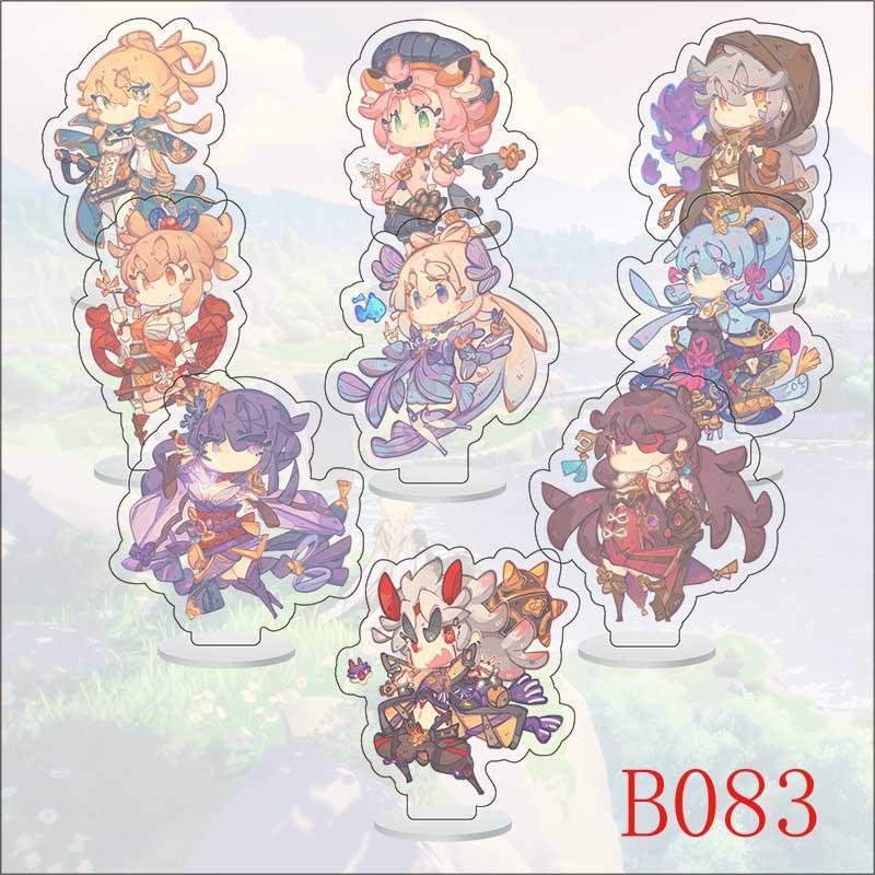9Pcs/Set Acrylic Stand Model Wendi Tartaglia Hu Tao Yae Miko Raiden Shogun Figure Decoration Action Plate Toys