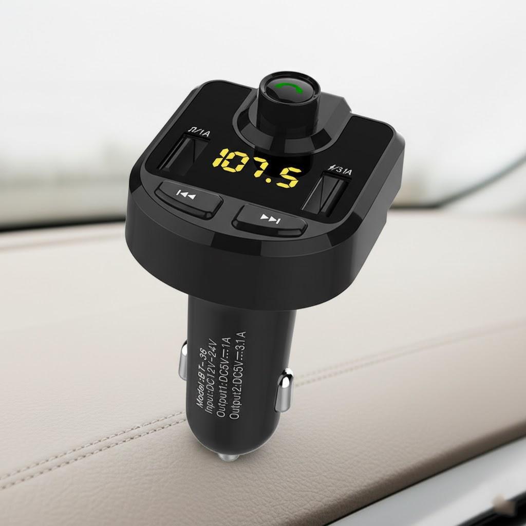 

Bluetooth FM Transmitter Car Hands-Free Calling Dual USB Charger 3.1A 1A LED Display AUX TF Card Support