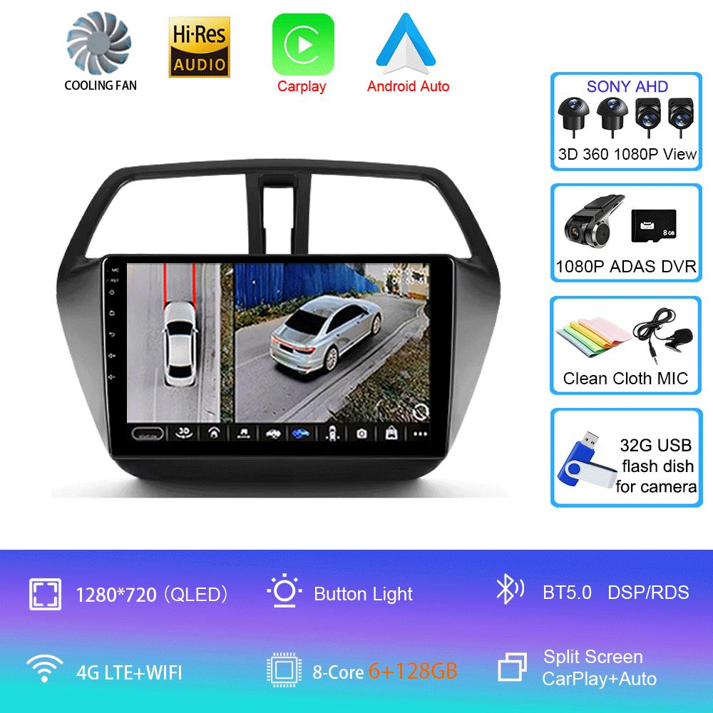 Android 14 Video Player For Suzuki SX4 S-Cross 2014 2015 2016 2017 Car Radio Multimedia Stereo GPS WIFI+4G Wireless Carplay Auto