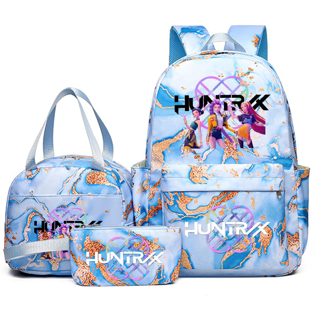 3Pcs/set Cartoon Kpop Printed Backpack with Handbag Pencil Case for Teenager Student Girl Boy Bookbag Schoolbag Women Large Capacity Travel Bag