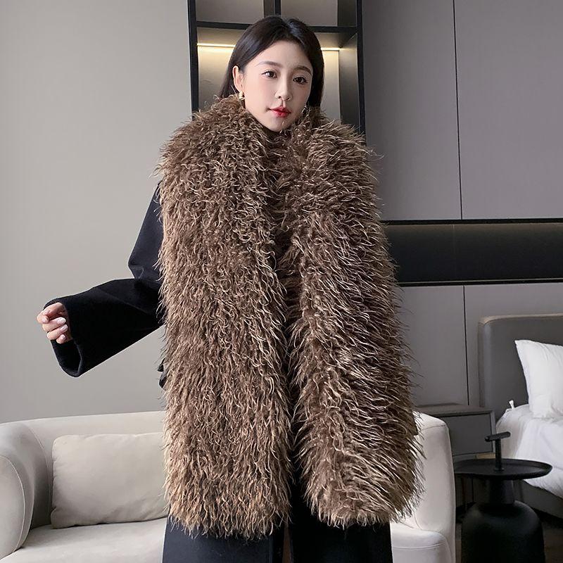 New Fashionable Effortless Retro-style Oversized Scarf - Women's Double-sided Thickened Plush Neck Warmer for Winter Women's Scarves