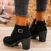 Retro Women Ankle Boots 2024 Hot Plus Size Shoes Female Modern Women's Boots Casual Round Toe Chunky Heels Side Zip Shoes Women