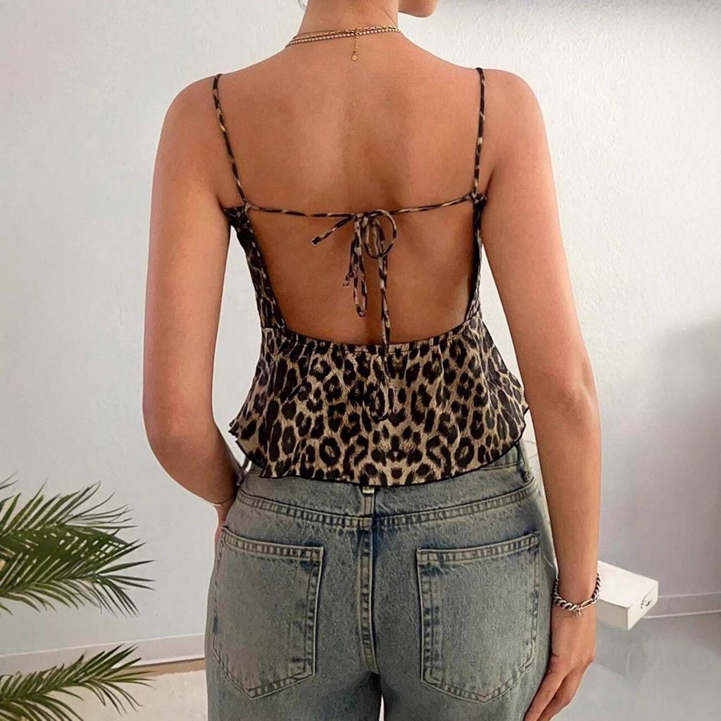 Sommer Damen Europäischer Stil Sexy Cropped Leopard Print Trägerloses Tube Top Cami, Mode Print Slim Fit Y2K Crop Top Für Damen