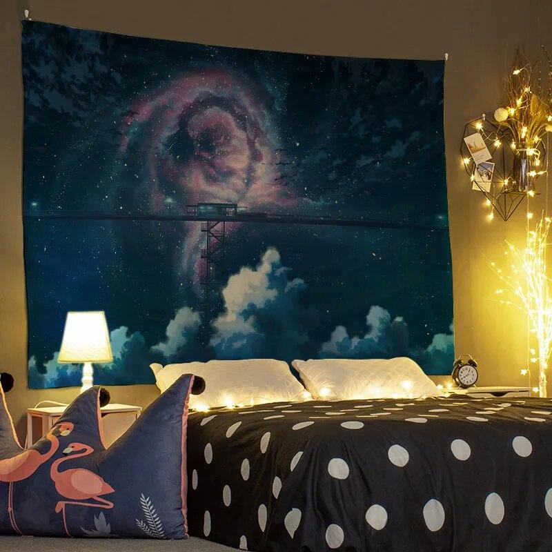 Cartoon-Wandteppich, Wanddekoration, Inneneinrichtung, Szene, Kunst, hängender Hintergrundstoff