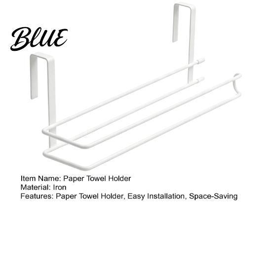 Metal Kitchen Gadget Storage Hanging Paper Towel Rack Drill-Free Organizer Space Saving Cabinet Door Rack for under Adhesive Wrap And Foil Organizer