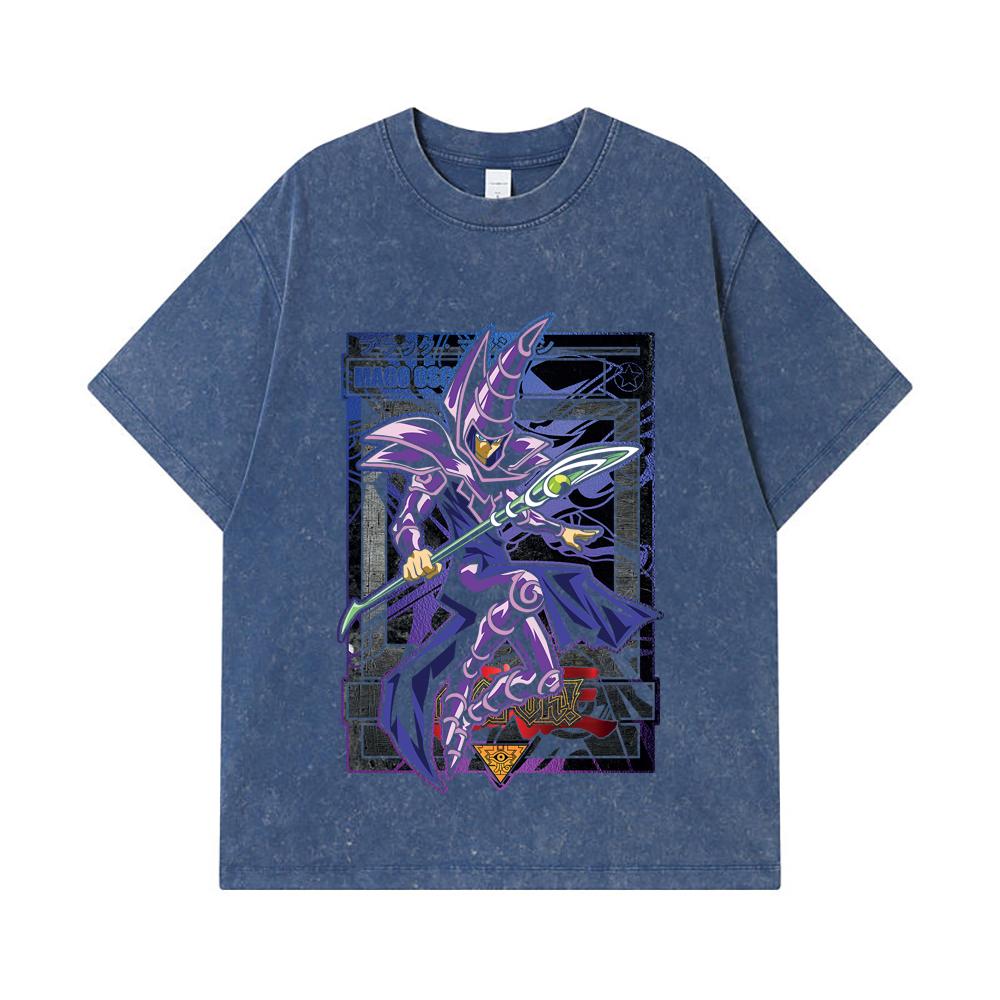 275 GSM Washed T-shirts 100% Cotton Yu-Gi-Oh V5 Mago Oscuro Print Unisex Heavy Cotton T Shirt