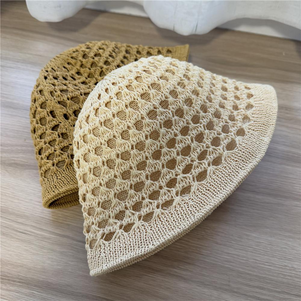 Spring and Summer Double-sided Hollow Bucket Hat Women's Breathable Hat Women's Thin Sunscreen Sunshade Bucket Hat Fashion Travel Basin Hat