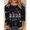 Christmas Theme Snowman 3D Print O-Neck Long Sleeve T-Shirt Fashion Women Clothing Casual Y2k Clothes Harajuku