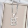 B Letter Necklace Men'S And Women'S Personalized Trend Full Diamond Pendant Long Sweater Chain