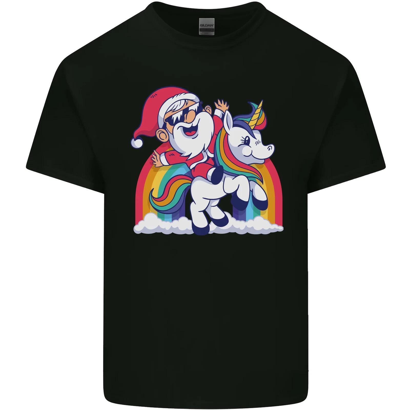 Christmas Santa Claus On a Unicorn Xmas Kids T-Shirt Childrens M