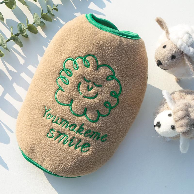 

Плюшевый флисовый жилет для питомца с вышивкой облаков, зимняя одежда, для маленьких и средних собак, кошек, одежда, легкое тепло, одежда для щенков на осень XL хаки