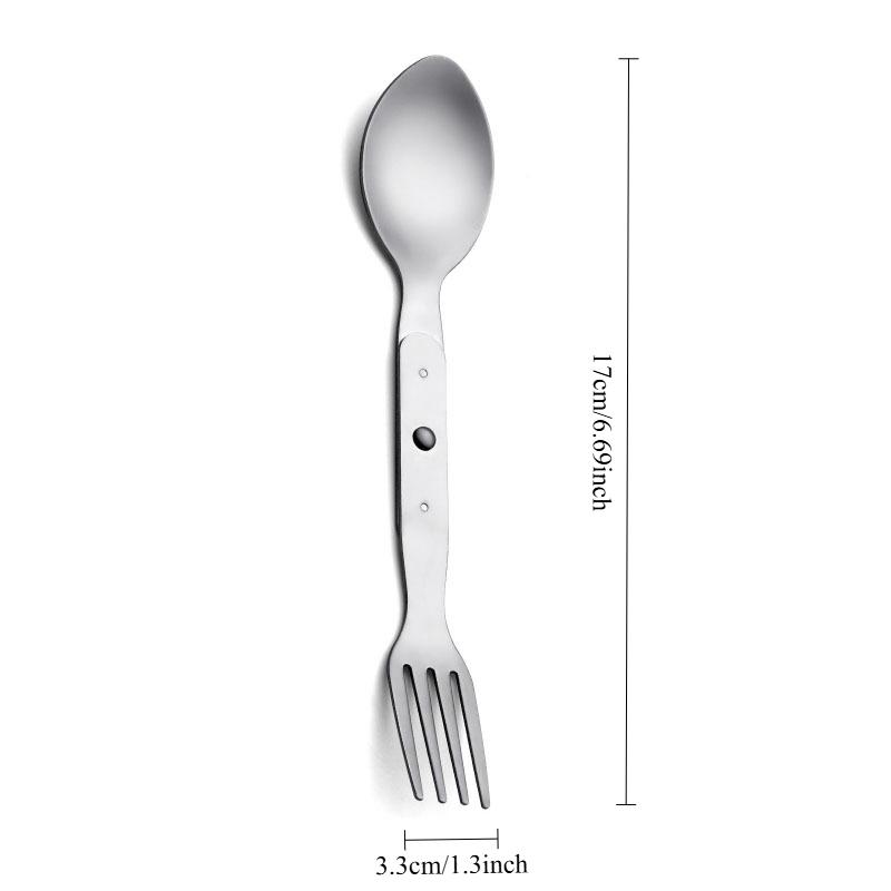 2-In-1 Utility Folding Spork, Spoon & Fork, Camping Utensil Fit For Hiking, Camping Or Backpacking Premium Grade Auto Interior Accessory