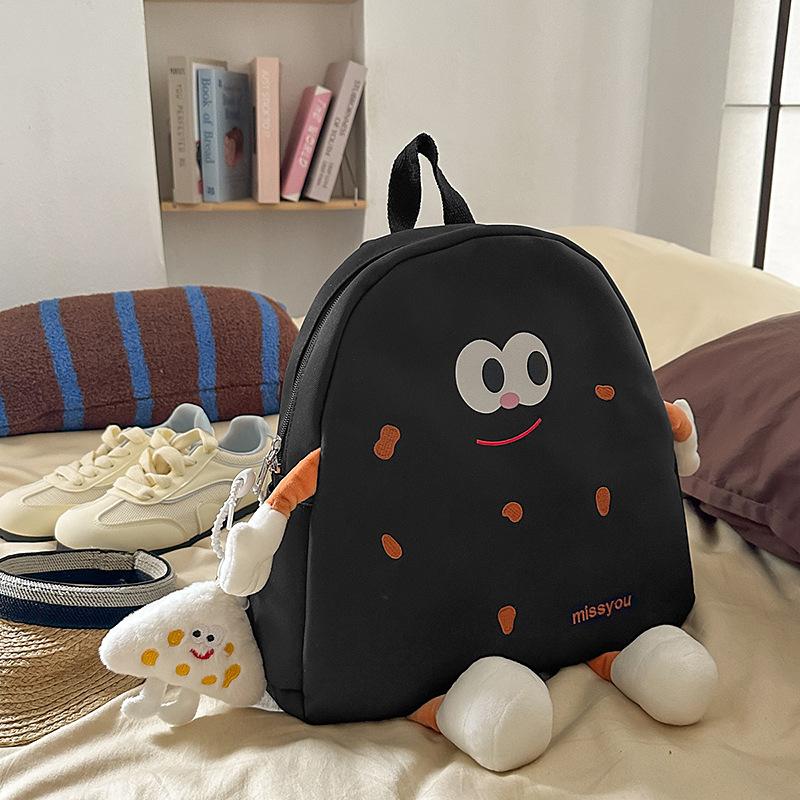 Schoolbag Cartoon Cookies Small School Bag Female Japanese Ins Ugly Cute Corduroy Niche Cute Backpack Going Out Backpack