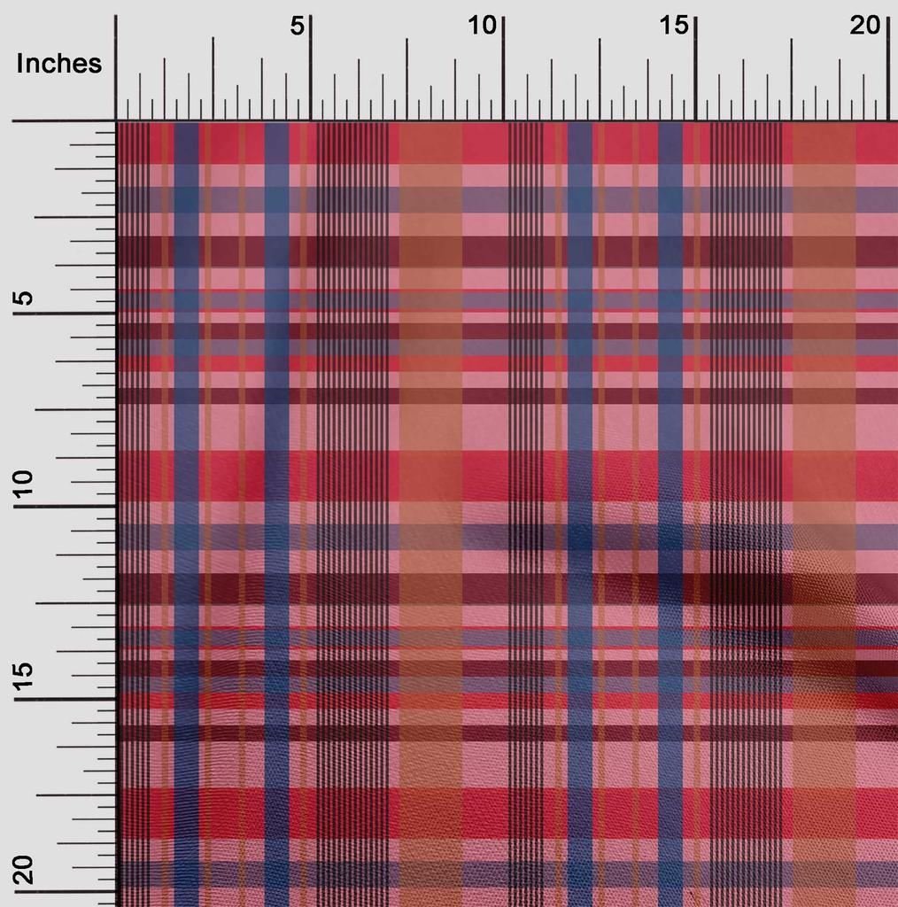 oneOone Cotton Flex Fabric Madras Check Decor Fabric Printed BTY 40 Inch