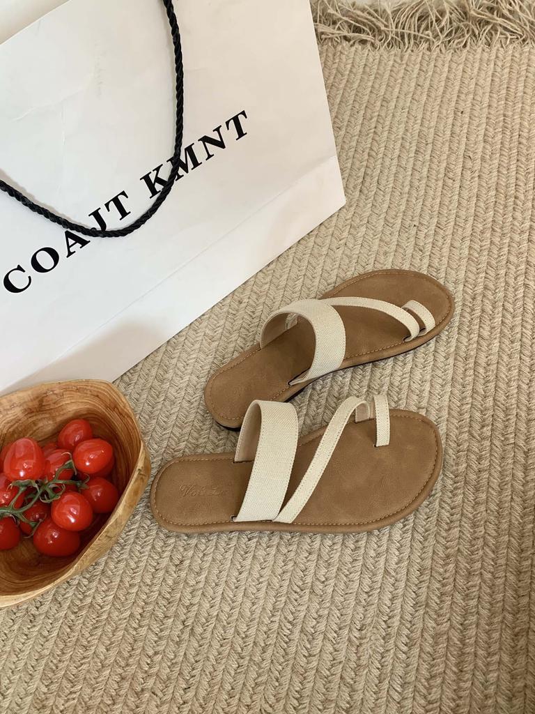 2025 Summer New Retro Flat Slippers Night Breeze Gentle Vacation Beach Cover Toe Cool Slippers