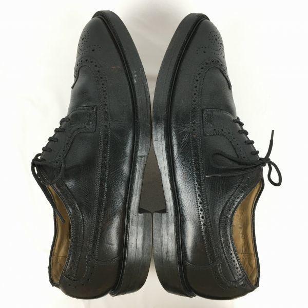 80s? Vintage Tag NUNN BUSH Long Wingtip American Brogue Black size 9.5E 27.0-27.5 Men's(USED)