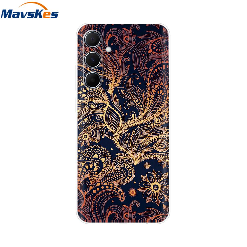 For Samsung Galaxy M35 5G Case Cute Cat Flower Painted Phone Cases For Samsung M35 Case M 35 SM-M356B Silicone Clear TPU Fundas