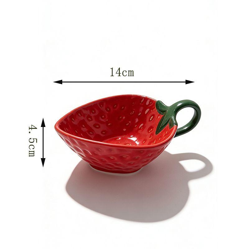 

European Strawberry Ceramic Bowl Cute Red Fruit-shaped Snack Bowl Household Salad and Dessert Plate Kitchen Seasoning Dishware