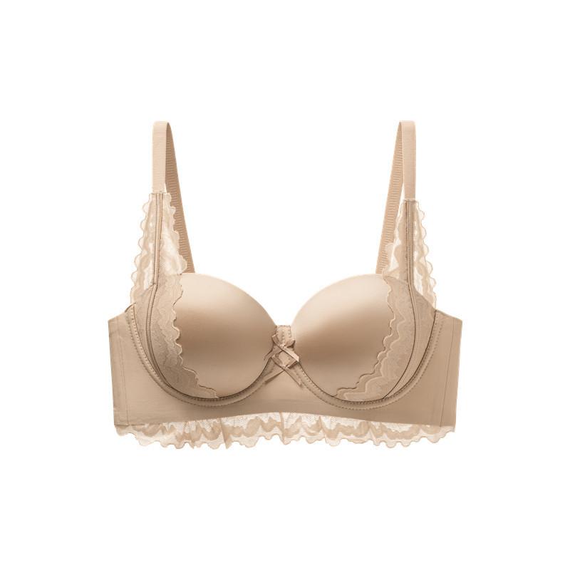 

Lady Spring and Summer Pure Desire Sexy Lace Thickens Small Bosom Gather Show Big Palm Cup Flat Bosom Special Underwear 38/85AB тілесний
