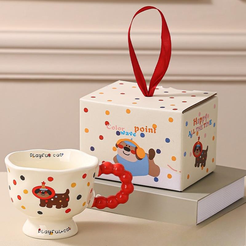 

Cute Cartoon Ceramic Cup Good Looking Mug Home Water Cup Coffee Cup Couple Cup Breakfast Cup Convenient Gift 301-400ml