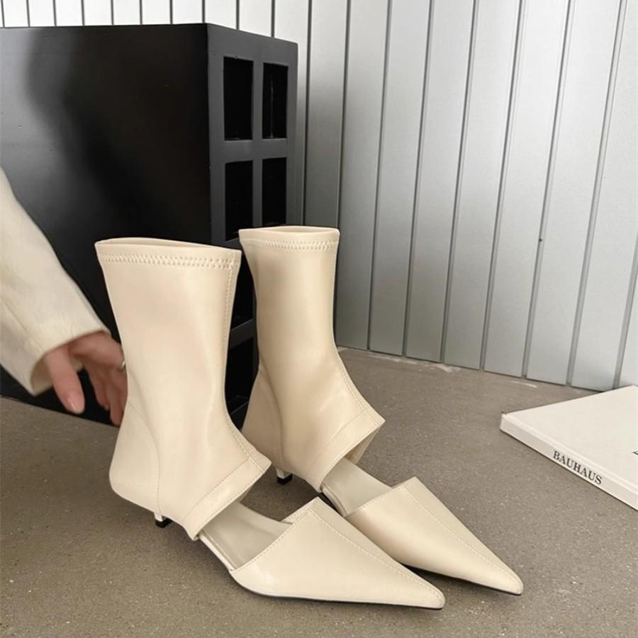 Foreign Trade 2024 Summer Hollow Bare Back Sandals Boots Fashion Curved Heel Pointed Women's Boots Hollow Hollow Hollow Short Boots