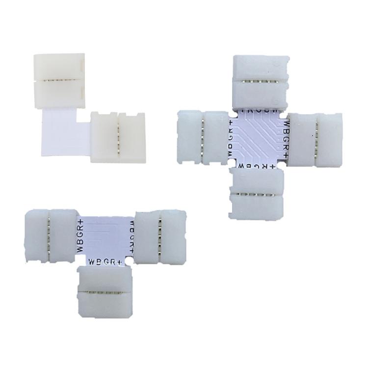 No Soldering Led connectors 4 Pin T/L/X Shape 90 Degree Corner connectors Solderless LED Strips Connectors Easy to Use