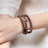 Golden Sandalwood Wooden Minimalist Buddhist Bead Bracelet, Vintage Style for Couples, Men and Women, with Agate and Coconut Shell Multi-loop