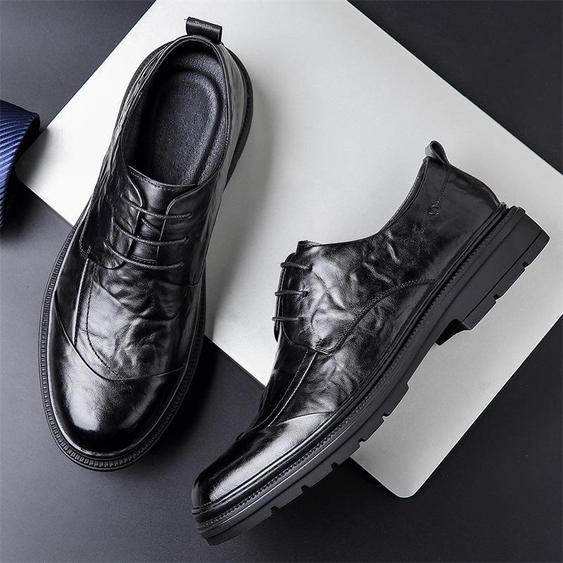Men's High-End British Style Leather Derby Shoes: Formal, Soft-Sole Wedding & Business Footwear