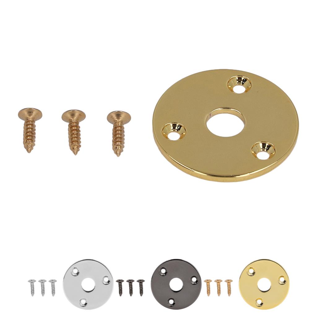 Guitar Jack Socket Plate Round Metal Input Output Cover Replacement Hardware for Bass with Mounting