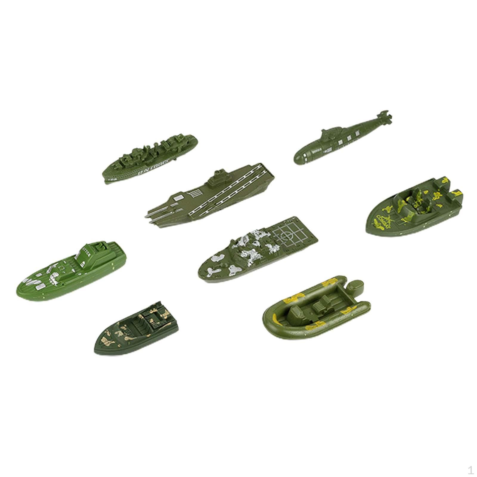 8x Naval Ship play Set Warship Toys Playset, Educational Lifeboat Model Toy Kits for